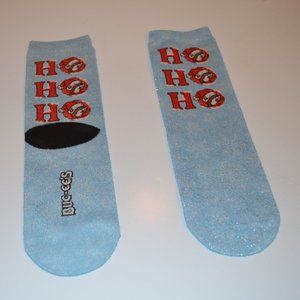 BUC-EE'S Holiday Christmas images prints HO-HO-HO Blue Red Black Lurex Tread 6'